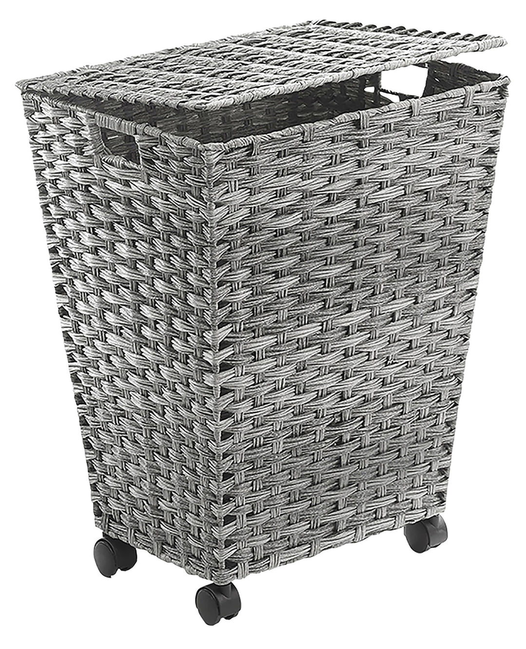 Kobolo Wäschebehälter mit Rollen aus grauem Polyrattan