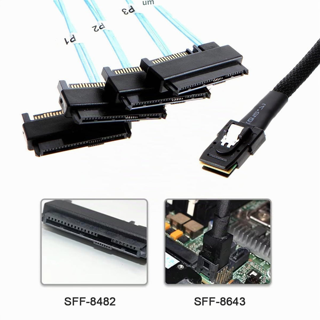 CY YC Interner Mini SAS 4X SFF-8087 36Pin Host zu SAS Festplatte SFF-8482 29Pin Ziel Fanout Kabel mi