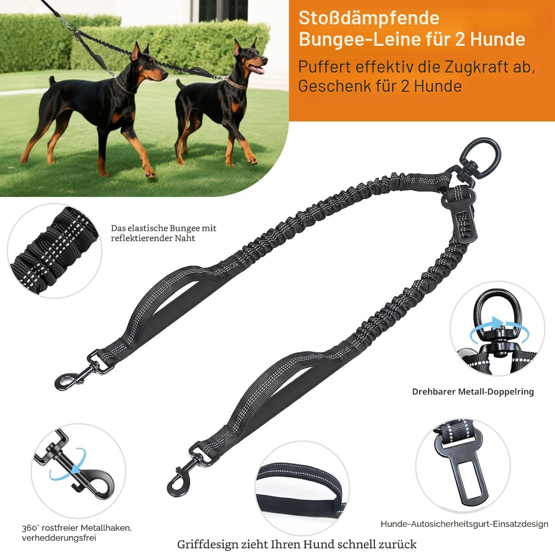 Einziehbare Hundeleine 8m, Ausziehbare Leine mit Doppelte Leinen, Rollleinen für Hunde mit Sicherhei