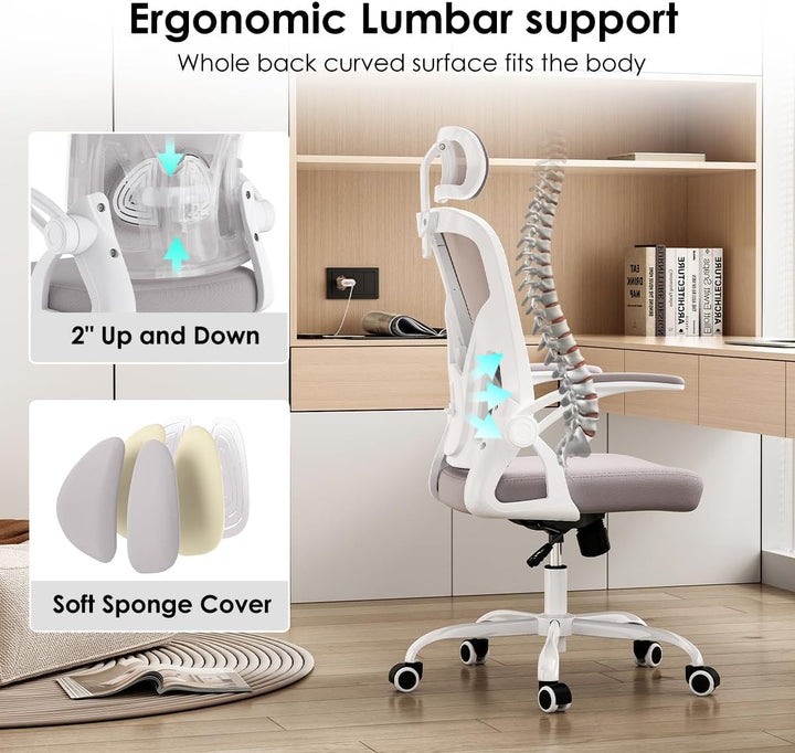 Farini Höhenverstellbar BürostuhlSchreibtischstuhl Bequem Ergonomischer Stuhl mit Kopfstütze, Home O