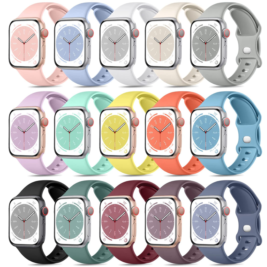 Dirrelo 15 Stück Sport Armbänder Kompatibel mit Apple Watch Armband 38mm 40mm 41mm für Damen Herren,