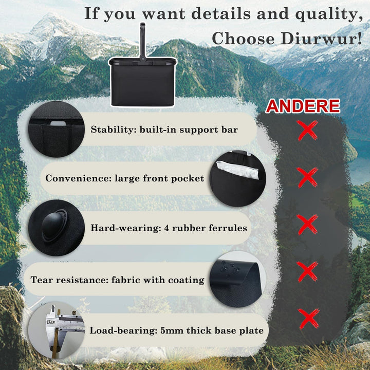 Diurwur® 30L Einkaufskorb Familie Einkaufstasche Faltbar Tragekorb Gross Picknickkorb Klappkorb Prak