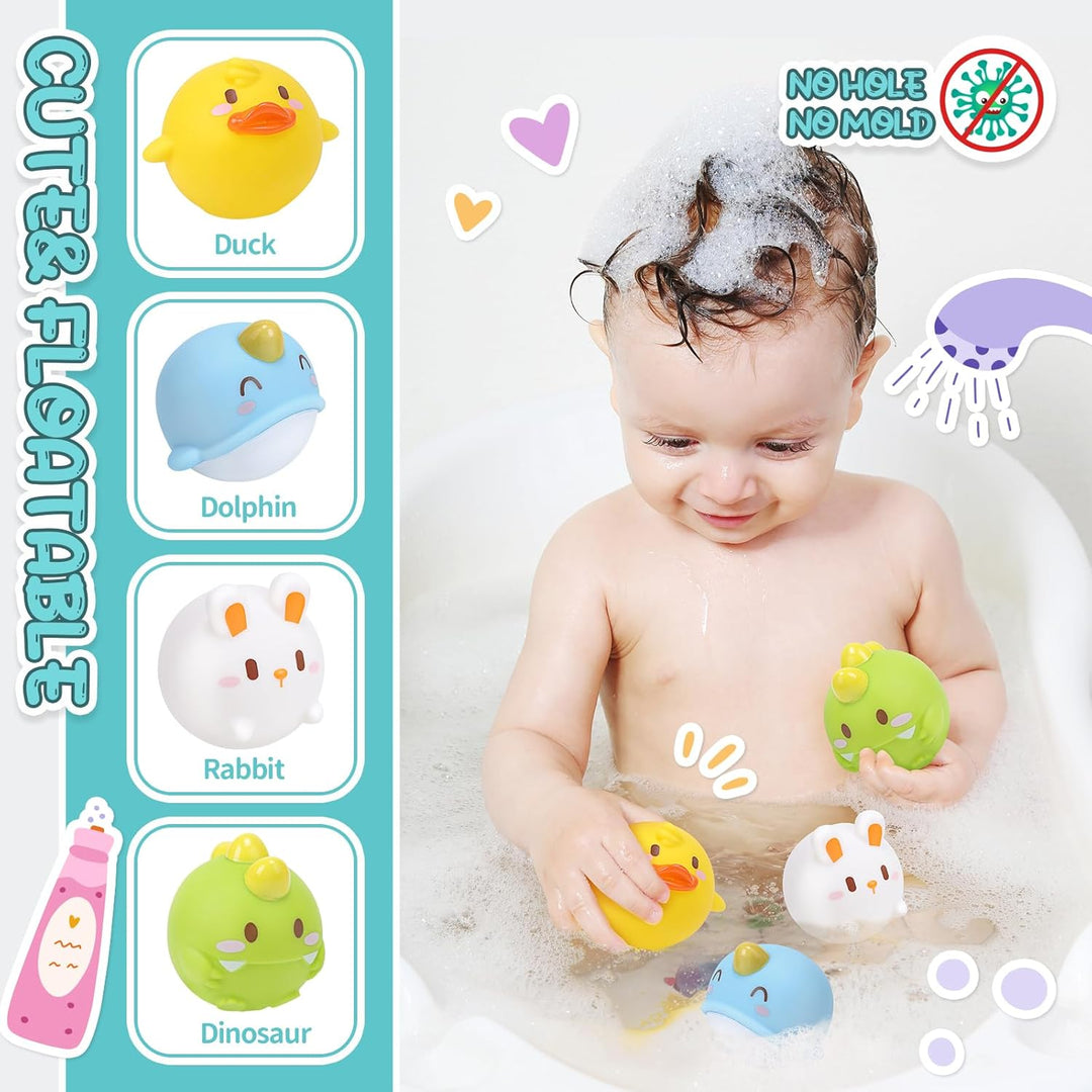 CUTE STONE Baby Badespielzeug, Badewannenspielzeug mit Wasserrutsche, schwimmendes Spritzspielzeug,