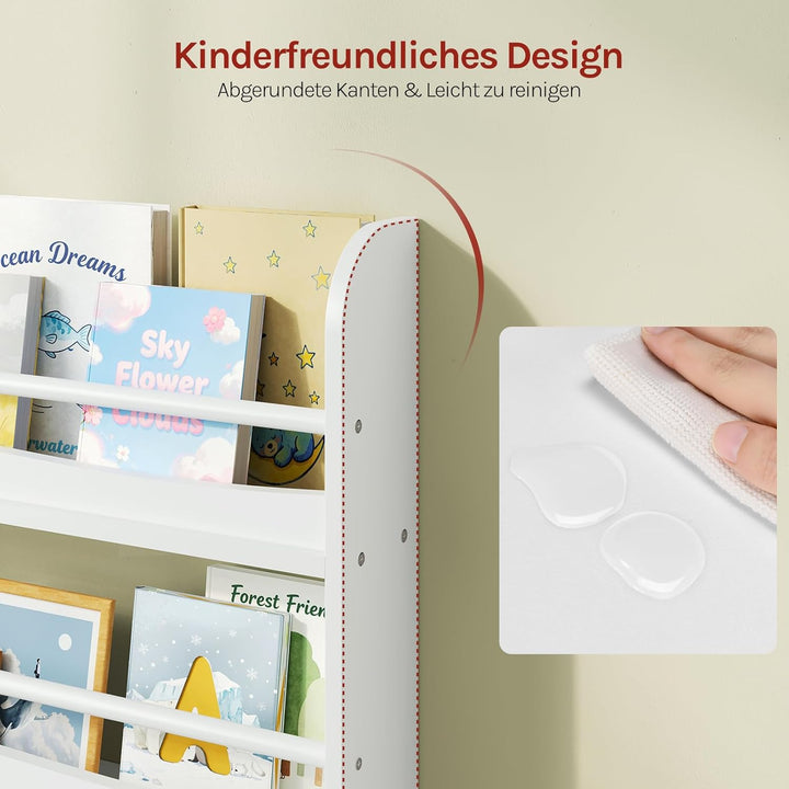 WOLTU Bücherregal Kinder, Kinderregal mit 4 Ebenen, Aufbewahrungsregal für Bücher Spielzeug, Regal f