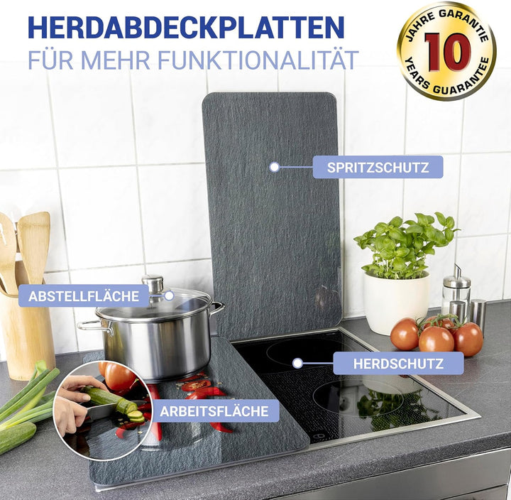 WENKO Herdabdeckplatte Universal Cayenne, 2er Set Herdabdeckung für alle Herdarten, Gehärtetes Glas,
