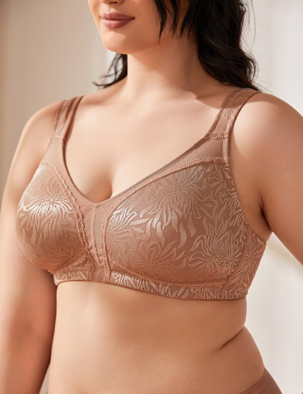 Wingslove Damen Minimizer BH ohne Bügel Grosse Brüste Bügelloser Entlastungs Breite Träger Vollfigur