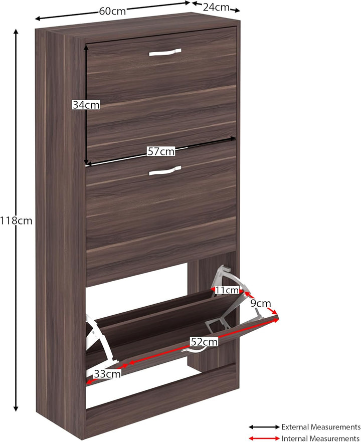 Home Discount Schuhaufbewahrung Schuhschrank mit 3 Schubladen Schrank Pull Down Holz Flur Möbel Einh