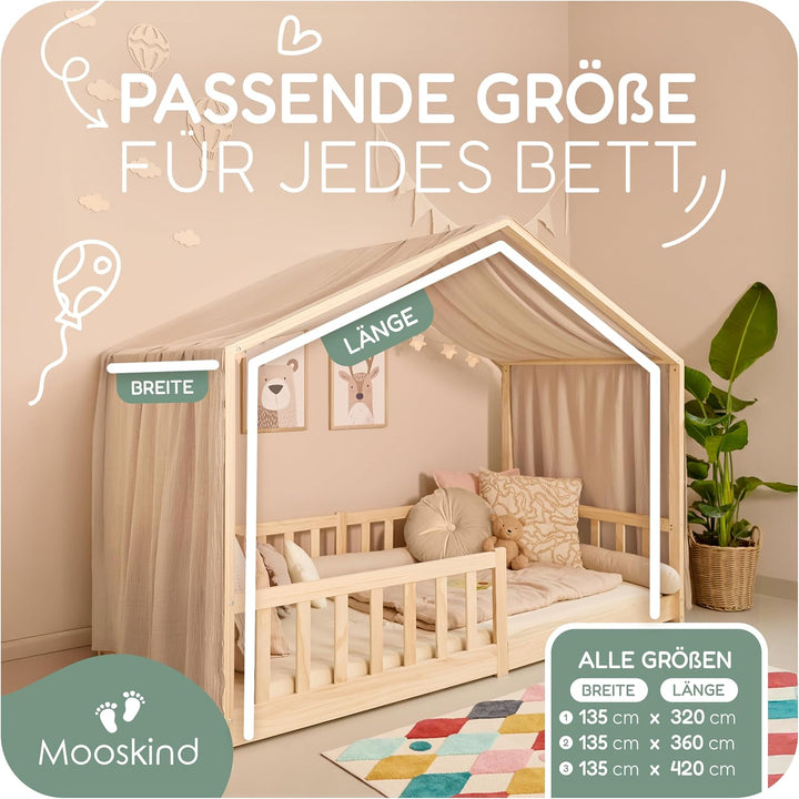 Hausbett Himmel – Aus weichem Musselin in 7 Farben – 100% Bio-Baumwolle – Traumhafte Hausbett Deko &