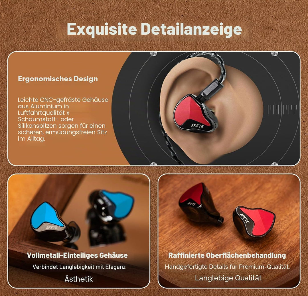 LINSOUL ZiiGaat x Fresh Reviews Arete II IEM,2nd Hybrid-In-Ear-Monitor mit 1DD+4BA,Kabelgebundene Hi