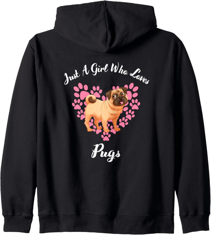 Just A Girl Who Loves Pugs Hunde Süsser Welpe Kapuzenjacke