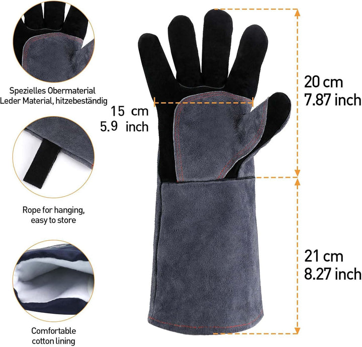 APOGO Ofenhandschuhe Backhandschuhe Grillhandschuhe 1 Paar Leder Grill Handschuhe 41x15X1.5cm Wildle