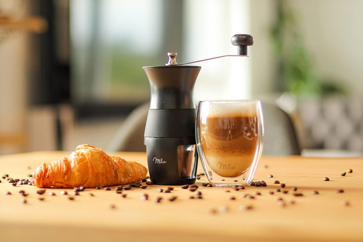 Milu Manuelle Kaffeemühle, Handkaffeemühle mit Keramikmahlwerk, Espressomühle mit verstellbaren Mahl