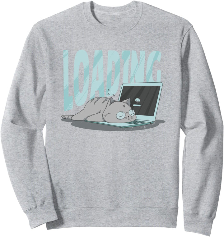 Nette Katze Die Auf Computer Schläft Laden Schlafen Süss Sweatshirt