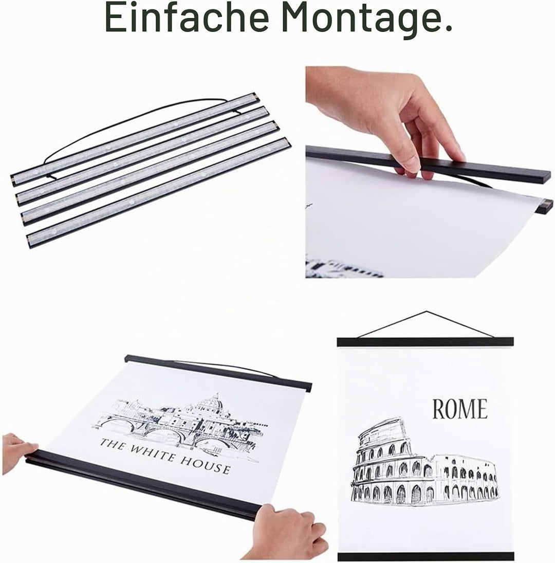 Ywlake Magnet Posterleiste Posterschiene Posterleisten, Magnetische Holz Poster Aufhänger Halter Rah