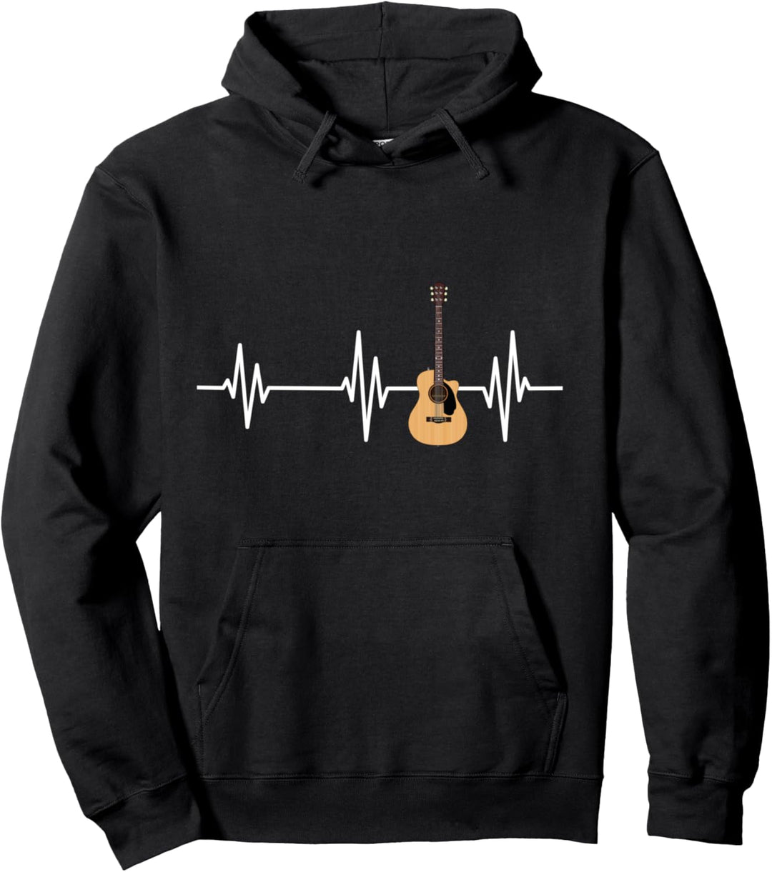 Gitarrist Musiker Gitarrenspieler Herzschlag Akustik Gitarre Pullover Hoodie