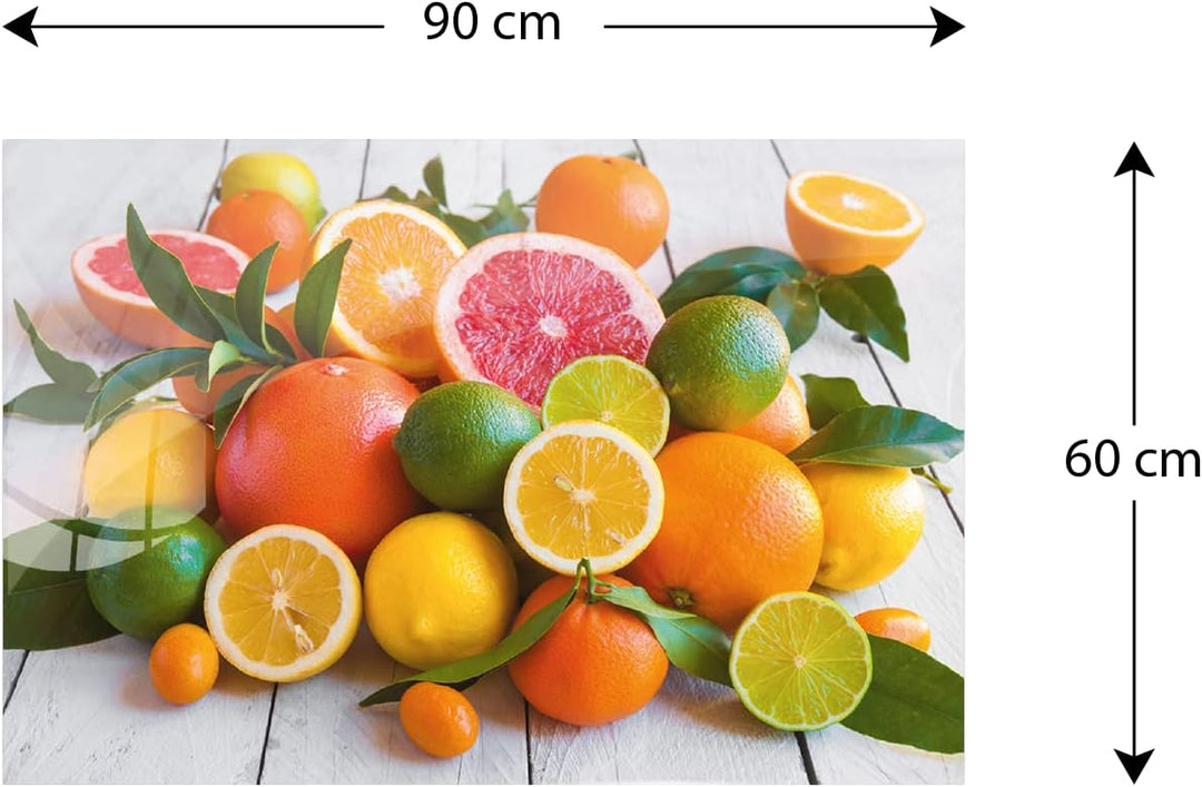 ALLboards Glas Magnettafel CITRUSFRÜCHTE ORANGEN LIMETTE ZITRONEN 90x60cm Glasbild Memoboard aus Gla