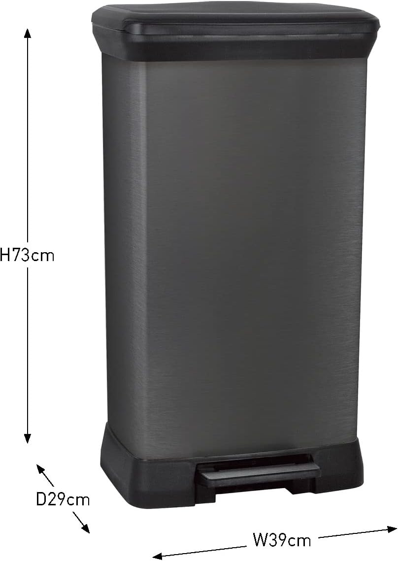 CURVER Deco Bin METALLIC'S 50 L, schwarz/schwarz metallic, 39 x 29 x 72, Modern