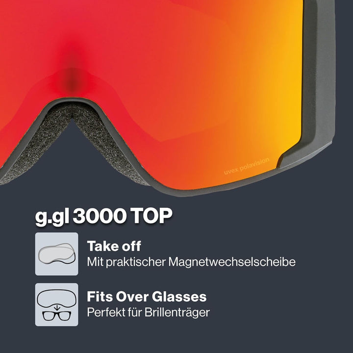 Uvex Unisex G.gl 3000 Top Skibrille (1er Pack) Einheitsgrösse black mat/red-clear, Einheitsgrösse bl
