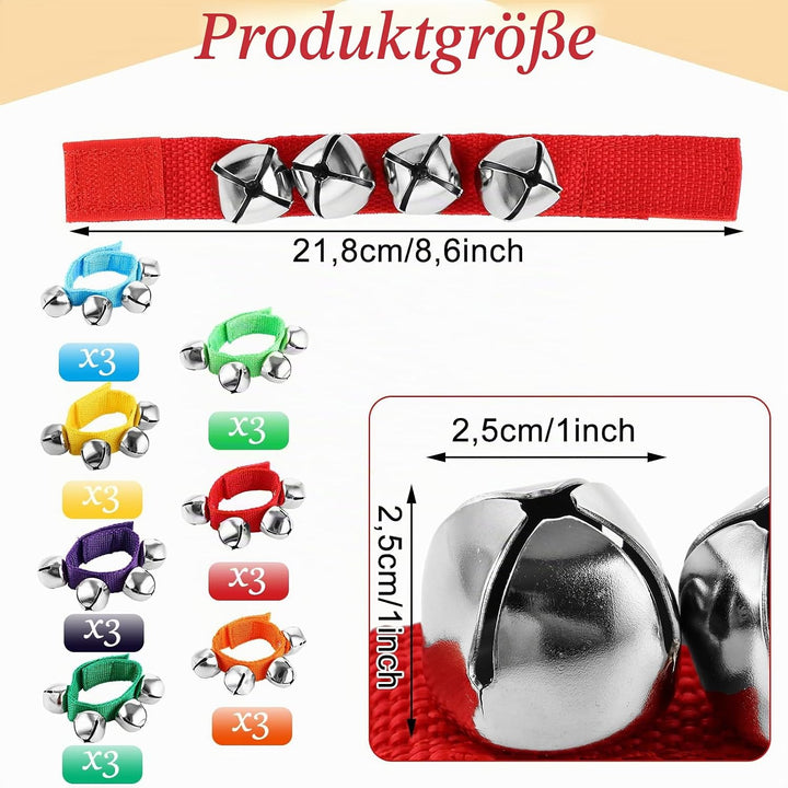 MIVIDE 21er Set Glocken Band für Arme &amp; Füsse, 7 Farbe Schellenarmband, Handgelenk Glockenband mit 4