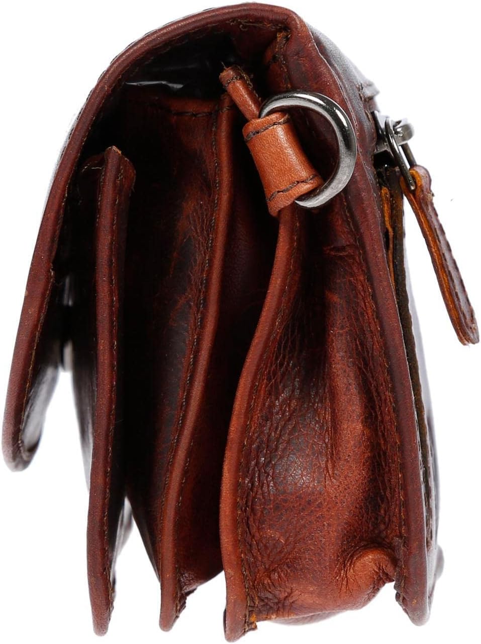 Christian Wippermann kleine echt Leder Damen Tasche Umhängetasche mit RFID Schutz Braun, Braun