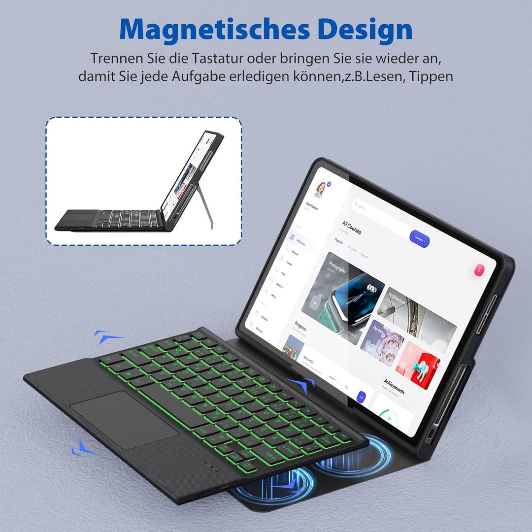 DoohowCase Hülle mit Tastatur für Lenovo Tab Plus (TB351FU) 11.5 Zoll 2024, Bluetooth QWERTZ Tastatu