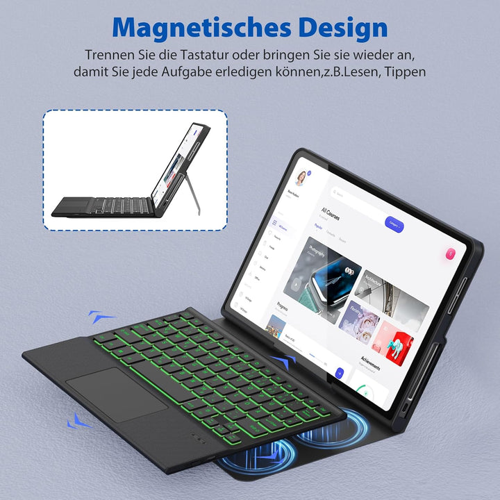 DoohowCase Hülle mit Tastatur für Lenovo Tab Plus (TB351FU) 11.5 Zoll 2024, Bluetooth QWERTZ Tastatu