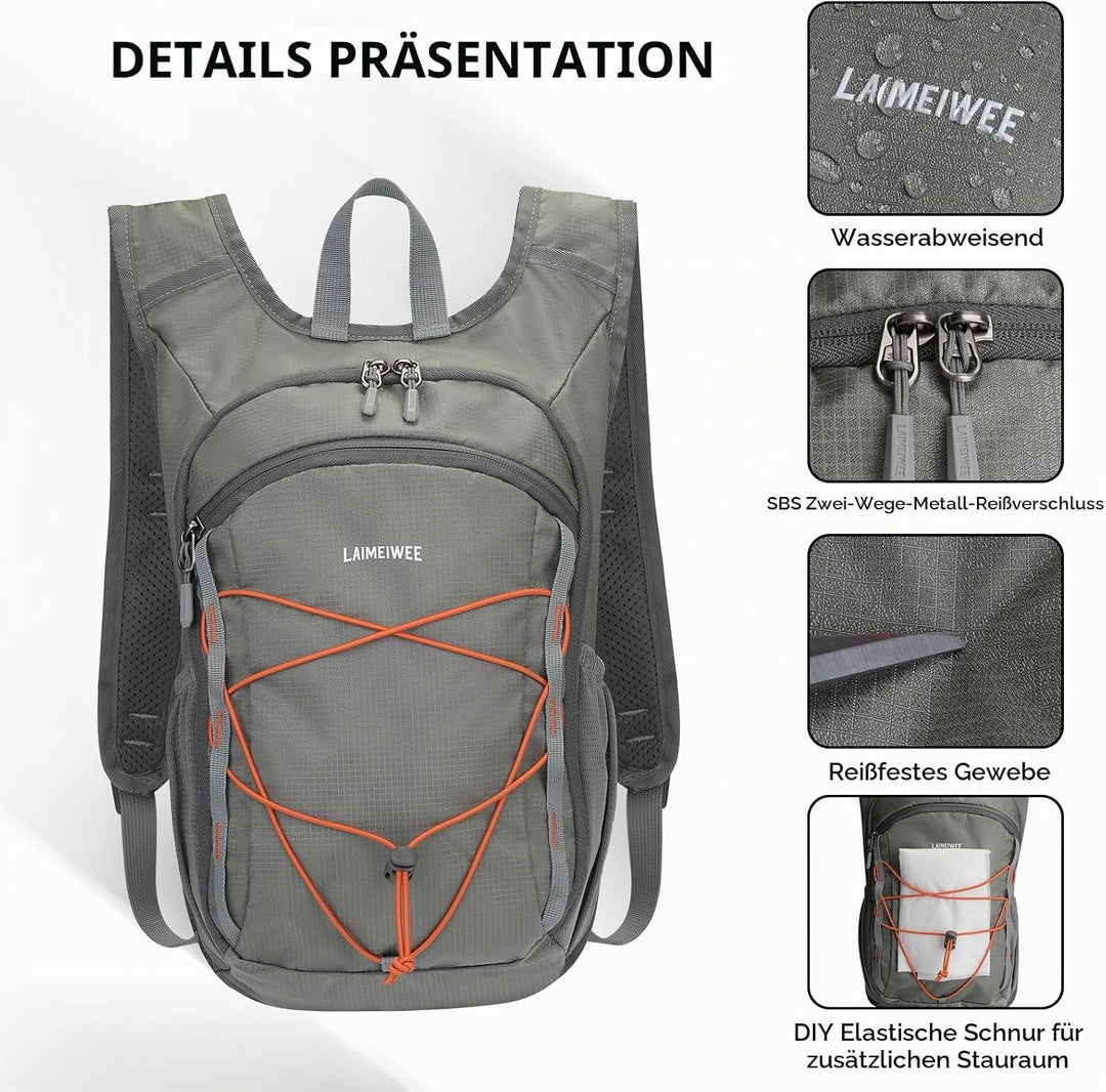 Wanderrucksack Klein 13L Faltbarer Rucksack Damen Herren Tagesrucksack Daypack Ultraleicht Trekkingr