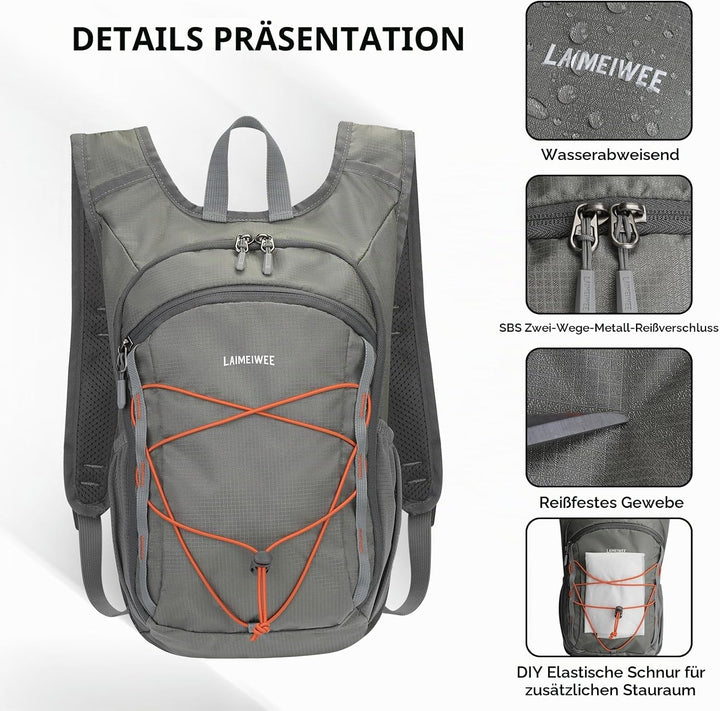 Wanderrucksack Klein 13L Faltbarer Rucksack Damen Herren Tagesrucksack Daypack Ultraleicht Trekkingr
