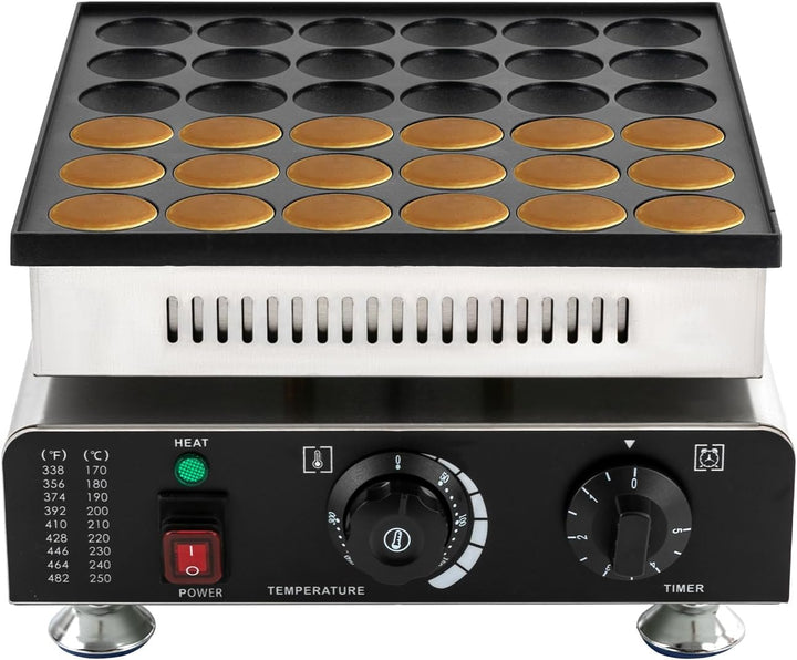 Mini-Pfannkuchenmaker 36 Löcher Dutch Pancake Maker mit Timer 50-300°C 900W Antihaftbeschichtung Pof