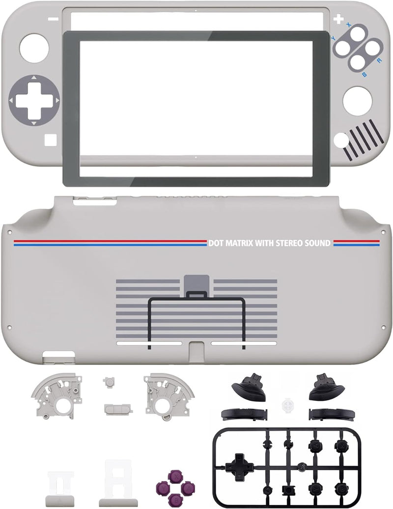 eXtremeRate Full Case Shell für Switch Lite Console, DIY-Ersatz Hülle Gehäuse & Tasten & Schutzfolie