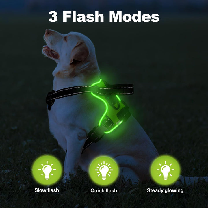 MASBRILL Leuchtgeschirr für Hunde Aufladbar, Hundegeschirr Leuchtend ür Klein Mittelgrosse Grosse Hu