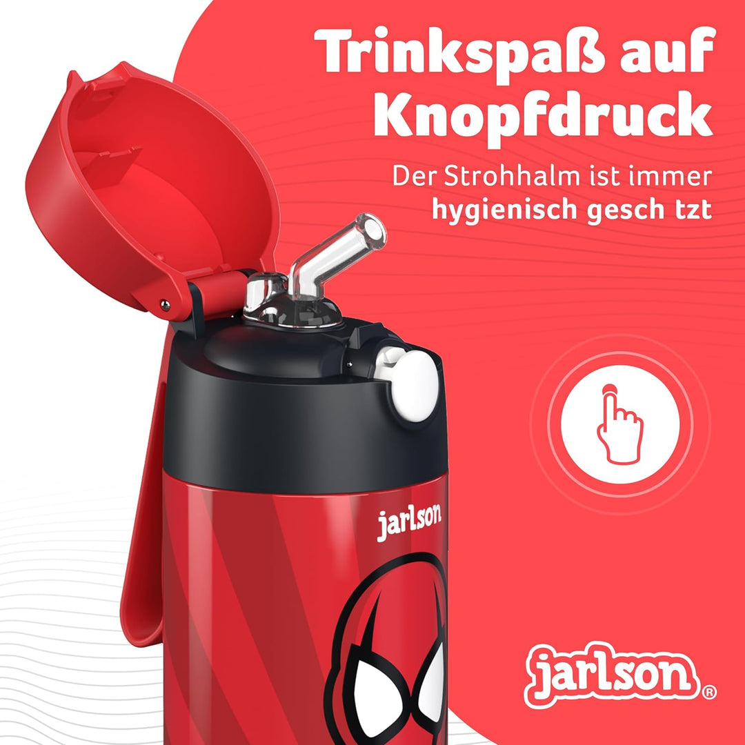 JARLSON® Trinkflasche Kinder "CHARLI" - TÜV geprüft - Thermo Edelstahl Wasserflasche 350ml - BPA fre