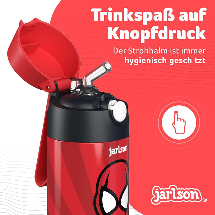 JARLSON® Trinkflasche Kinder "CHARLI" - TÜV geprüft - Thermo Edelstahl Wasserflasche 350ml - BPA fre