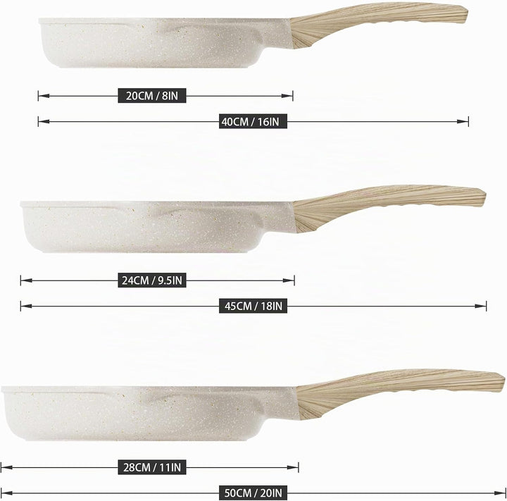 RIOVARM Induktion Bratpfannen Set Antihaft Pfannenset 20 cm 24 cm 28 cm Granit Omelett Pfanne ohne P