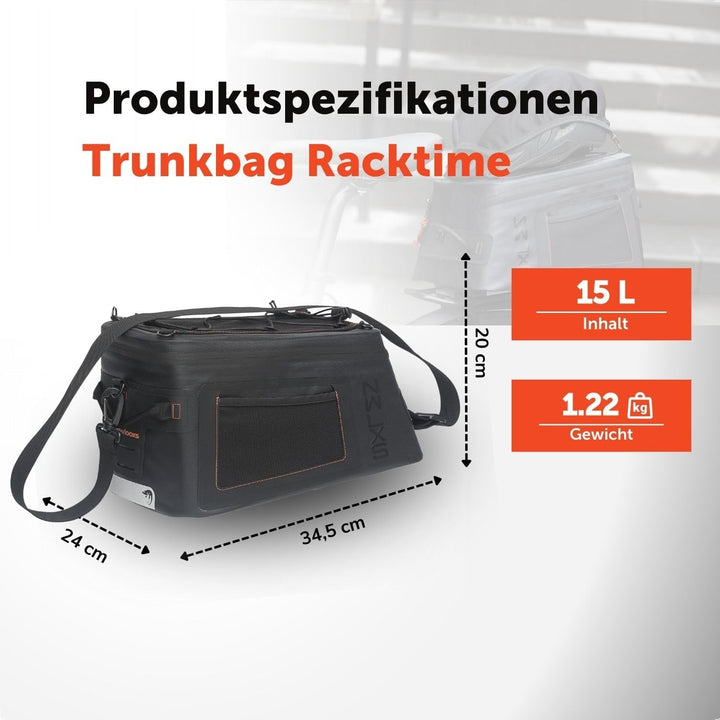 New 193.33 Looxs Varo Trunbag Racktime Black Dragertas, 15 Liter