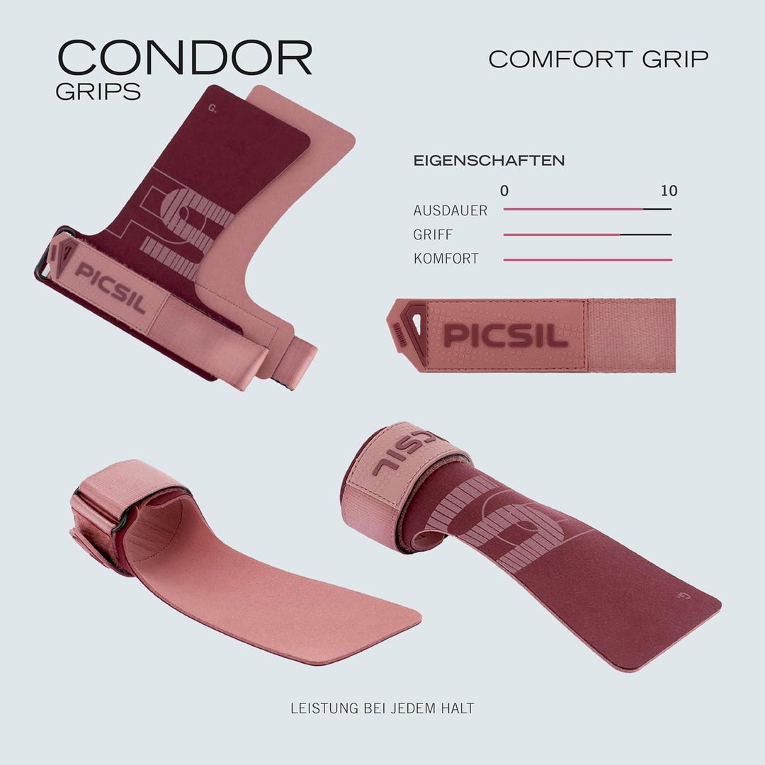 PICSIL Condor Hand Grips – Profi‑Griffpolster aus Kunstleder, Chalk‑kompatibel, Handschutz für Calis