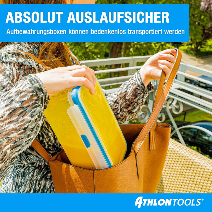 ATHLON TOOLS 4x 3L Frischhaltedosen-Set - 100% luftdicht und auslaufsicher -40 bis +100 Grad - für a