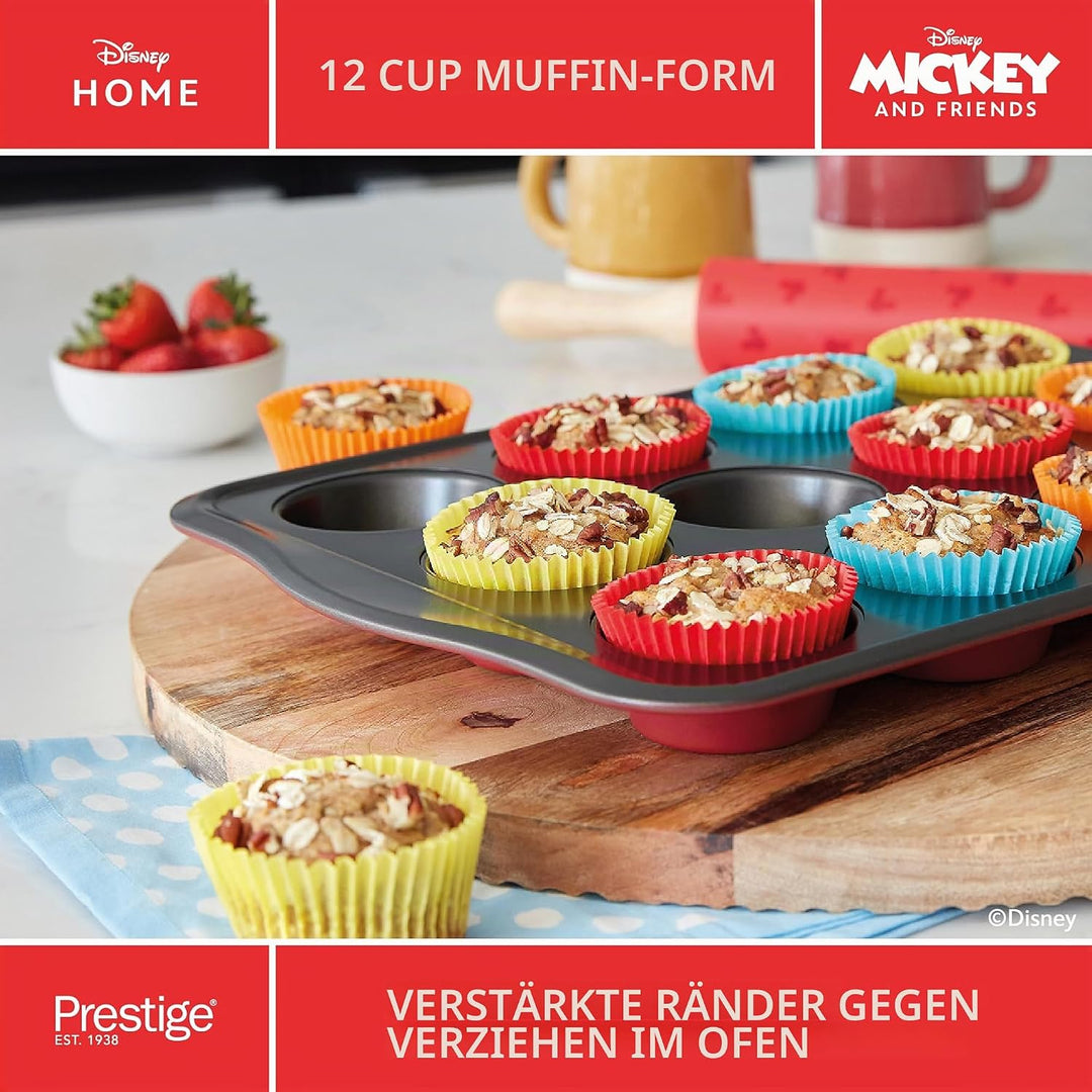 Prestige New Disney Bake with Mickey Mouse Muffinblech zum Backen mit 12 Mulden - Antihaft-Muffinfor