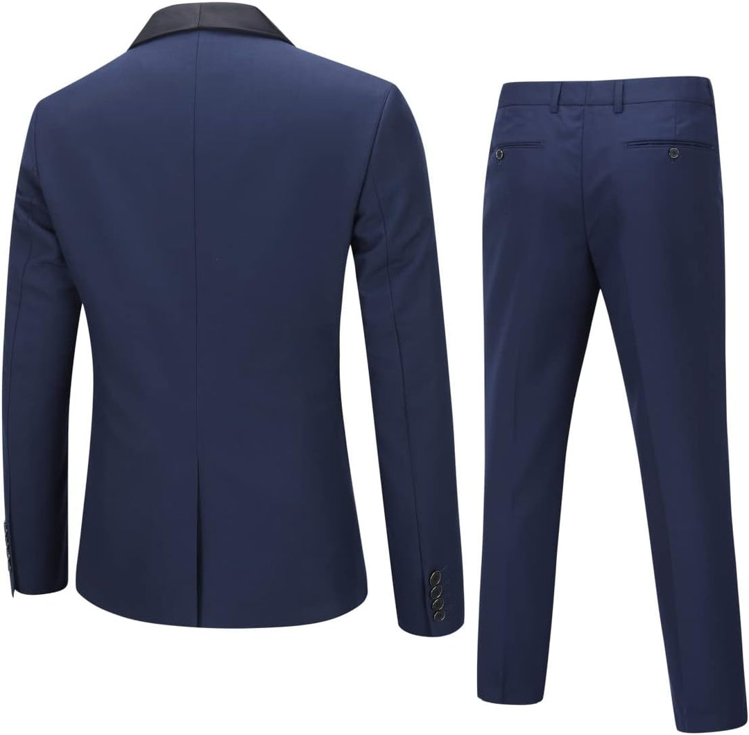 Herren Anzug 3 Teilig Slim Fit Reihe Einfarbig Stoff Business Shawl Kragen Klassisch Tunika, Blau