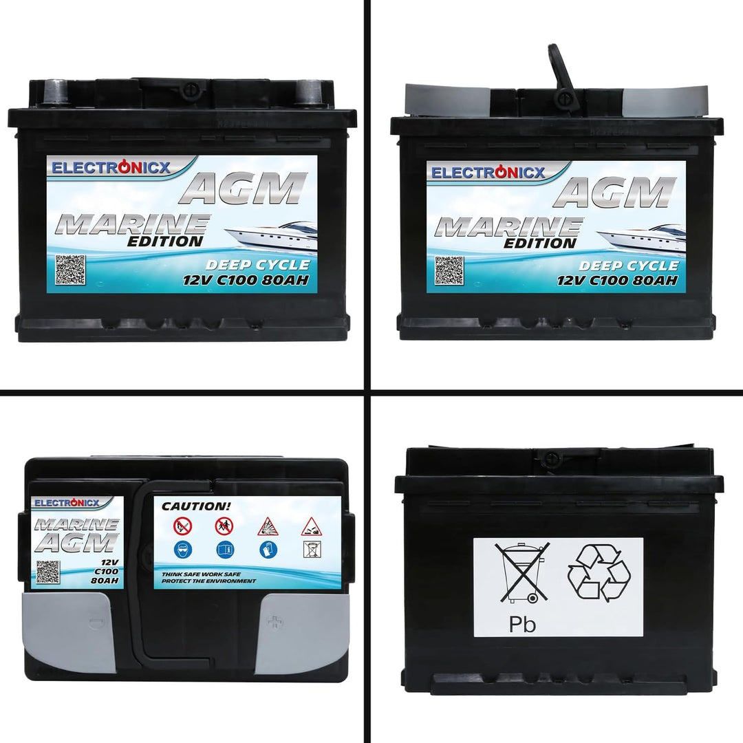 AGM Batterie 80Ah 12V – Solarbatterie für Wohnmobil, Wohnwagen, Boot, Mover – Versorgungsbatterie De
