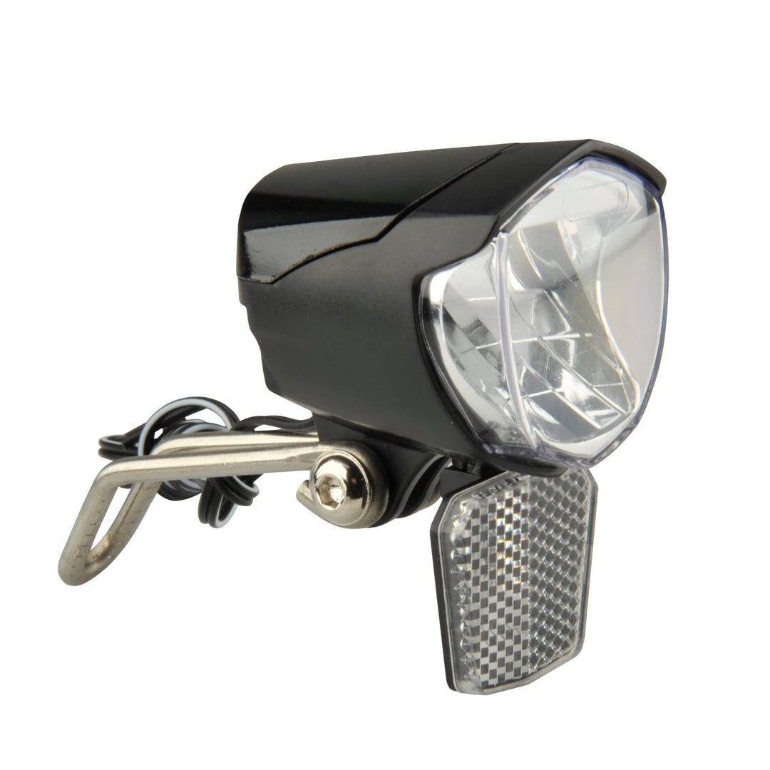 FISCHER Fahrrad Dynamo LED-Scheinwerfer 70 LUX | Fahrradlampe mit Standlichtfunktion | LED-Fahrradli