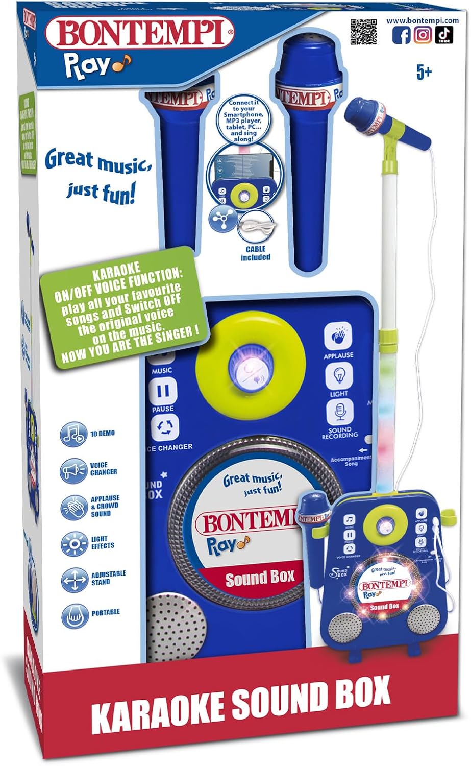 Bontempi | SoundHub - Sound Box mit 2 Mikrofonen und verstellbaren Positionen für beeindruckende Per