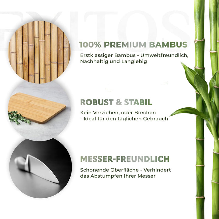 Exitoso® Schneidebretter 6er-Set aus Bambus - Frühstücksbrettchen Küchenbrett aus Holz - 22 x 14 cm
