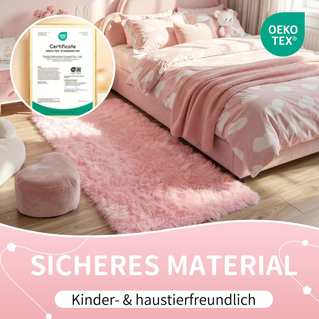 VOFUSHON Wohnzimmer Hochflor Teppich,Shaggy Flur Läufer Teppich Modern Flauschiger Weich Teppich Gro