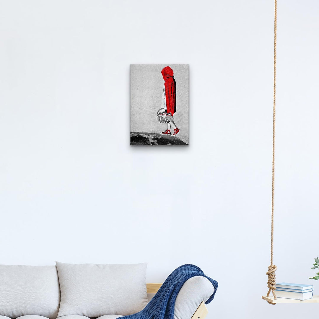 Giallobus - Gemälde - Banksy - - Standardleinwand - 35x50-18 - Rotkäppchen - Bereit zum Aufhängen -
