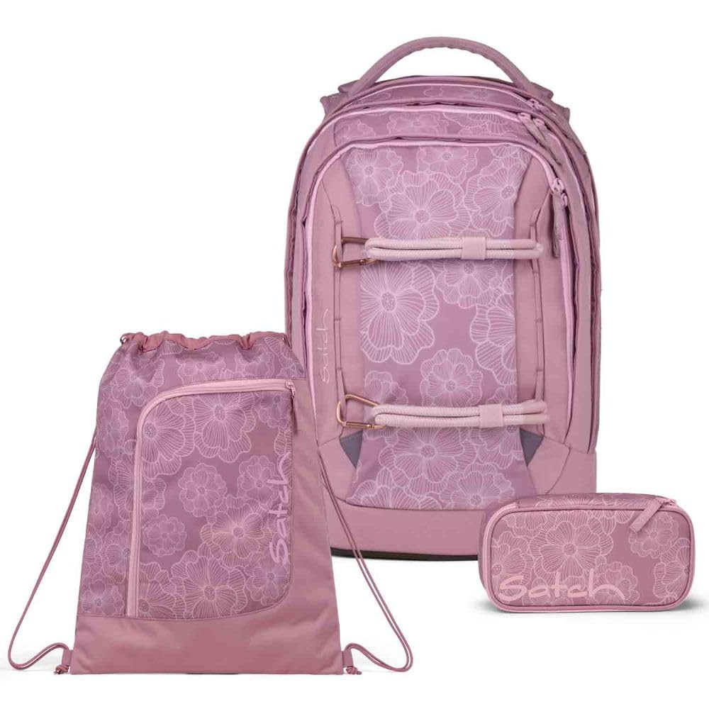 Satch Pack Schulrucksack Set 3tlg. inkl. Schlamperbox und Sportbeutel (Magnolia Dream), Magnolia Dre