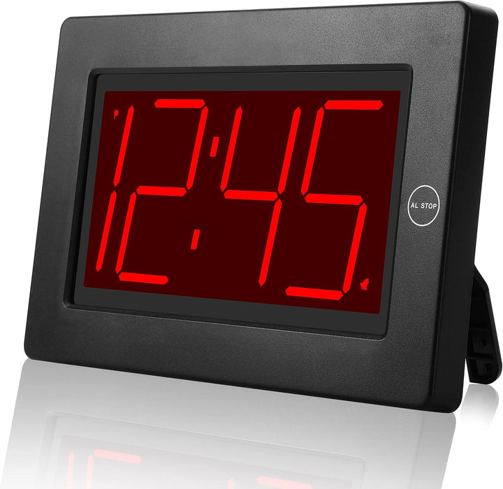 KWANWA Digitale Wecker Uhren LED Wanduhr mit 3 '' grossem Display nur batteriebetrieben Schwarz-rote