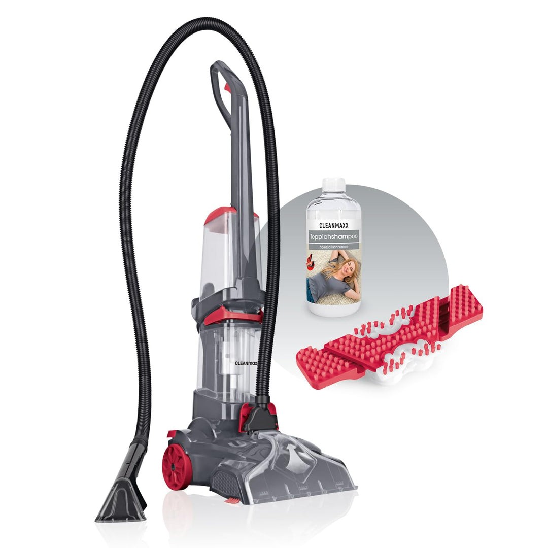 CLEANmaxx Teppichreiniger AquaStream Plus | 3 in 1: waschen, reinigen, absaugen | Nasssauger mit Vib