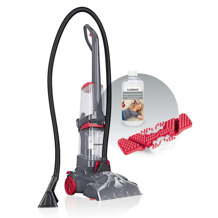 CLEANmaxx Teppichreiniger AquaStream Plus | 3 in 1: waschen, reinigen, absaugen | Nasssauger mit Vib