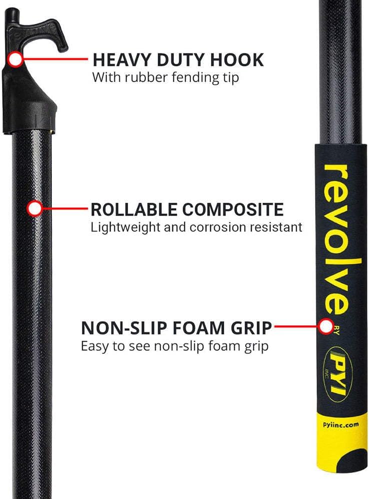 Revolve Bootshaken, rollbar, leicht, rutschfester Schaumstoffgriff, (Länge: 1,8 m), Schwarz (03-REV-